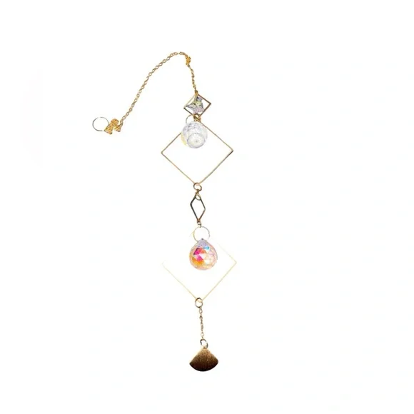 Long Golden Crystal Prism and Charm Suncatchers - Picture 9 of 11